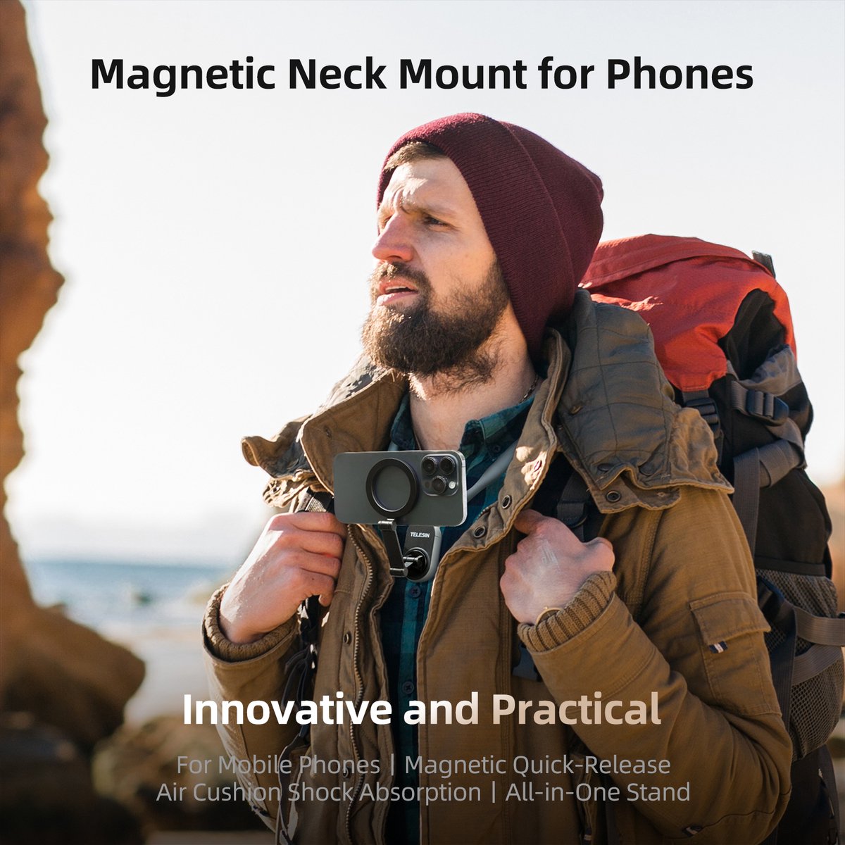 HaloHold Pro | Magnetic Neck Phone Holder for POV Filming